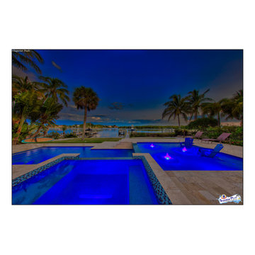 Bennett Nokomis, FL Custom Court Yard Swimming Pool & Spa With Raise Beach Area.