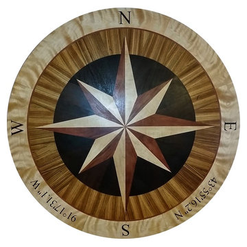 Brockman 60" Compass Rose Floor Medallion Inlay