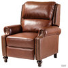 Genuine Leather Cigar Recliner With Nail Head Trim, Brown