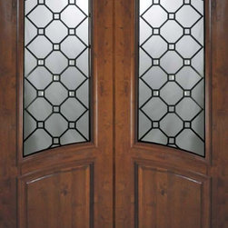 Slab Entry Double Door 96 Alder Casablanca Arch Top Arch Lite Glass - Front Doors