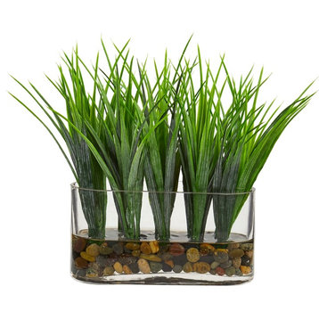 Vanilla Grass Artificial Plant, Oval Vase