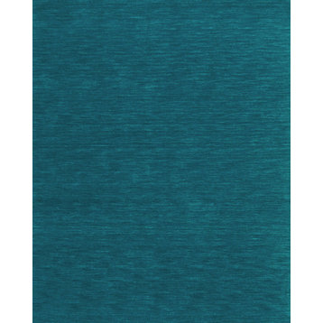 Weave & Wander Celano Contemporary Wool Rug, Teal, 2'-6" X 8'