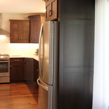 Bettendorf, IA- Kitchen in Dark Mocha Cabinetry With Painted Gray Accent Island