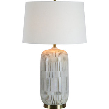 Pierce Ceramic Base With Off-White Linen Shade Table Lamp
