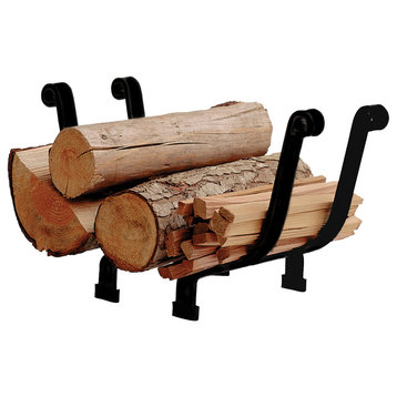 Handcrafted Indoor & Outdoor Log Basket Fireplace Rack Black