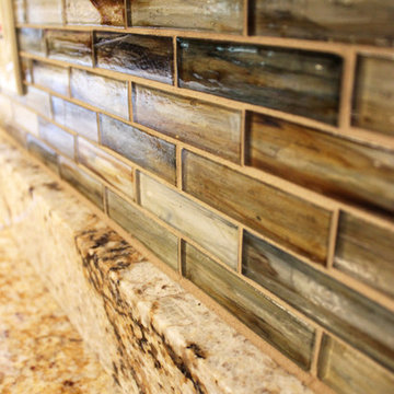 Refaced Lower Existing Cabinets, New Upper Wall Cabinets and Glass Backsplash