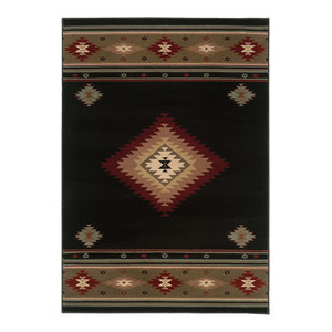 Black/Red 9652C Woodlands by Oriental Weavers Casual Southwest Lodge Area Rug