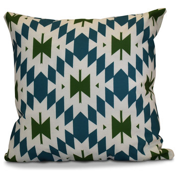 Patna Geometric Print Pillow, Teal, 16"x16"