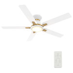 CARRO - CARRO Flush Mount Ceiling Fan With Dim LED Light and Remote Smart 52" 5-Blade, White/Gold - *Low Profile Ceiling Fan with Lights, 10-speed Adjustable Compatible With Alexa, Siri and Google Home