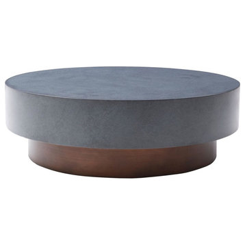 Modrest Zachary Round Modern Metal Coffee Table in Gray/Antique Copper