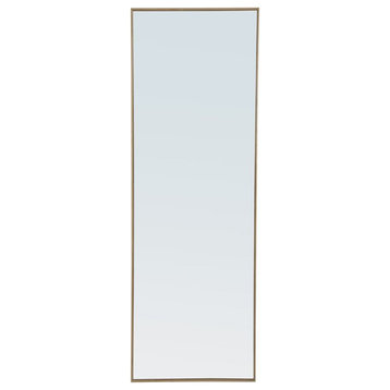 Elegant Decor Monet 60" x 18" Rectangle Metal Frame Mirror in Brass
