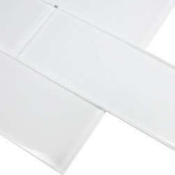 3x9 Super White Glossy Subway Glass Tiles - Home Accessories & Decor