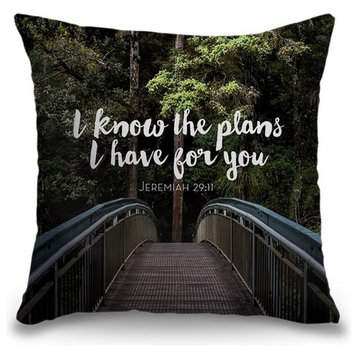 "I Know The Plans I Have For You - Scripture" Outdoor Throw Pillow 18"x18"