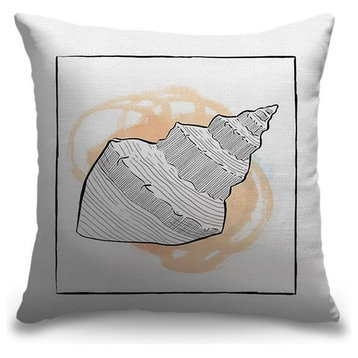 "Shell II - Coastal Watercolor" Pillow 18"x18"