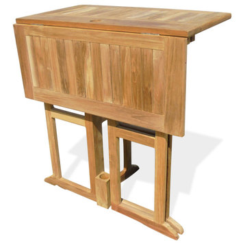 48"x31" Rectangular Folding Counter Table With 4 Folding Chairs, Grade A Teak