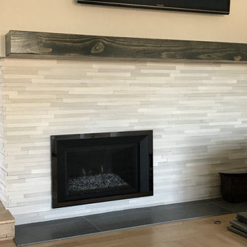 Stacked Stone Fireplace