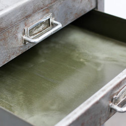 Karl Reclaimed Vintage 1960s Stripped & Distressed Steel Ten Drawer Cabinet - Decorative Chests & Cabinets