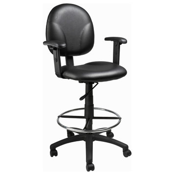 Boss Black Caressoft Drafting Stools With Adj Arms And Footring