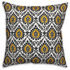 Ikat, Black and Yellow Throw Pillow Cover, 20"x20"