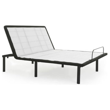 Pemberly Row Metal Model H Adjustable Full Bed Base in Black