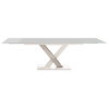 Cyrus Dining Table Base With White Glass Top, Dark Gray