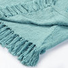 Bohemian Basics Decorative Diamond Tufted Cotton Throw Blanket, Aqua Sky Blue