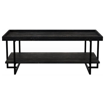 Furniture of America Prakers Industrial Wood 1-Shelf Coffee Table in Black
