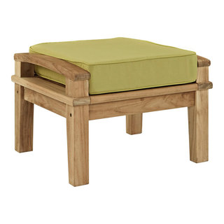 Modern Contemporary Outdoor Patio Teak Ottoman, Natural Wood ...