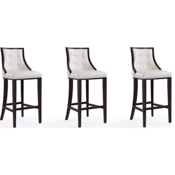 Manhattan Comfort Fifth 31.5" Faux Leather Barstool in White (Set of 3)