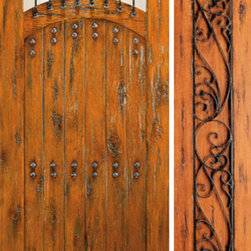 Exterior Prehung Door With One Sidelite, Knotty Alder Camber Lite - Front Doors