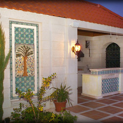 Hand Painted Ceramic Tile Mural in Jordan - Outdoor Decor