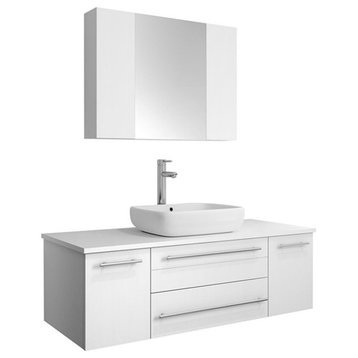 Fresca Lucera 48" Modern Wood Bathroom Vanity with Medicine Cabinet in White