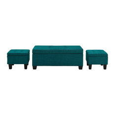 Everett 3-Pack Storage Ottoman, Teal