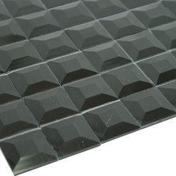 Glossy Black 3D Modern Square Glass Mosaic Tiles - Home Accessories & Decor