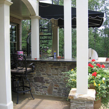 Pedestal Fieldstone Columns, Cypress Arbor, Fieldstone Bar