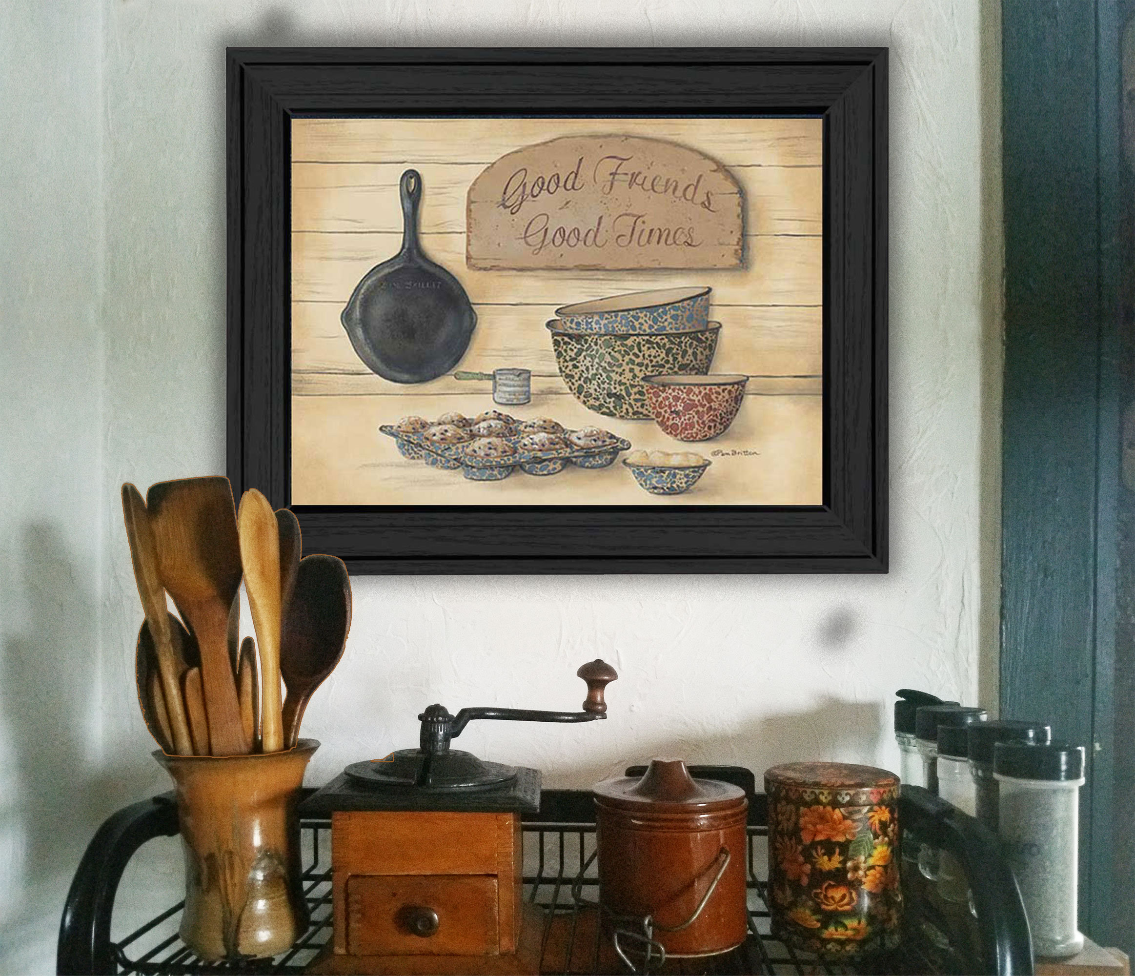 Stampa Artistica "Good Friends" Pam Britton Incorniciata - 48x38 Cm, Cornice Nera, Pronta Da Appendere - 4