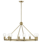 Livex Lighting - Lansdale 8 Light Antique Brass Chandelier - Simplicity and attention to detail are the key elements of the Lansdale collection.  The dimensional form, exposed bulbs and combination of finishes adds a playful mood to a contemporary or urban interior. This eight light chandelier design gives a new face to any interior.  It is shown in an antique brass finish.