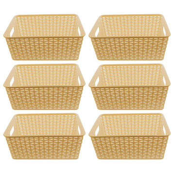 Plastic Rattan Storage Box Basket Organizer Large, ba426, Beige, 6