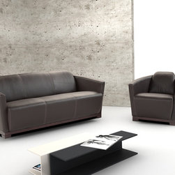Hotel Chocolate Brown Italian Leather Sofa Set - $2476.40 - Living Room Furniture Sets