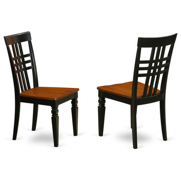 Logan Dining Chair With Wood Seat Black and Cherry Finish- Set of 2
