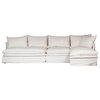 138" Zia L-shape Sofa Left Couch Hardwood Frame White Cotton Blend Upholstery