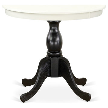 AST-LBK-TP - Modern Table - Linen White Table Top and Black Pedestal Leg Finish