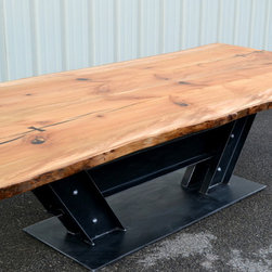 Live Edge Sycamore Conference Table With I Beam Base - Table Tops And Bases
