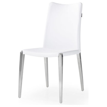 Jordan Dining Chair - White / Polished Stainless