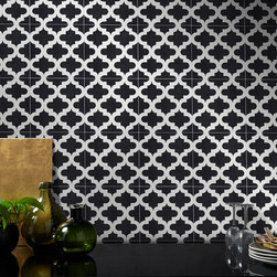 Moroccan Mosaic  &Tile House - 8"x8" Lantern Handmade Cement Tile, Black/White, Set of 12 - Wall And Floor Tile