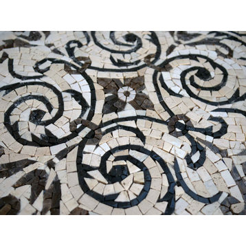 Arabesque Marble Rug Mosaic - Selma, 79" X 47"