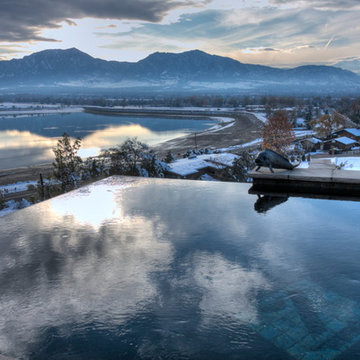 Negative Edge Swimming Pool Looking Over Baseline Lake & Boulder Flatirons