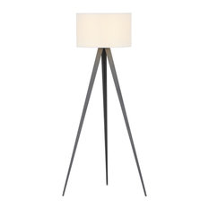 Maya Tripod Floor Lamp, White and Gray