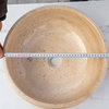 Light Beige Travertine Natural Stone Vessel Sink Filled-Polished  (D)16" (H)6"