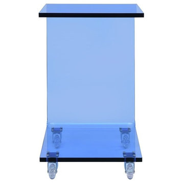 Bowery Hill Modern Acrylic Plastic Snack Table in Clear Blue